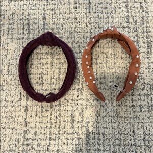 Anthropologie Brown Pearl-Embellished Headband